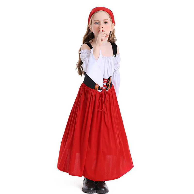Medieval Farm Munich Beer Festival Kids Long Dress Cosplay Costumes