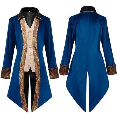 European Men's Steam Dovetail Medieval Jacket Gothic Victorian Frock Coat Cosplay Costumes