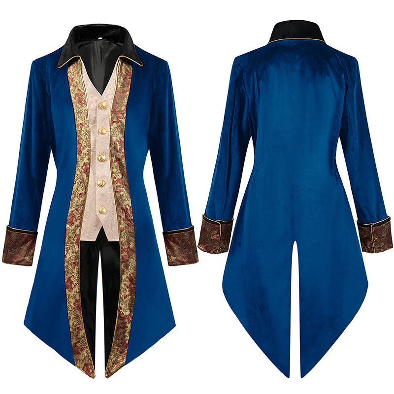 European Men's Steam Dovetail Medieval Jacket Gothic Victorian Frock Coat Cosplay Costumes