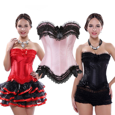 Bustier Corset Top for Women Overbust Lace Up Waist Cincher Shapewear Lingerie