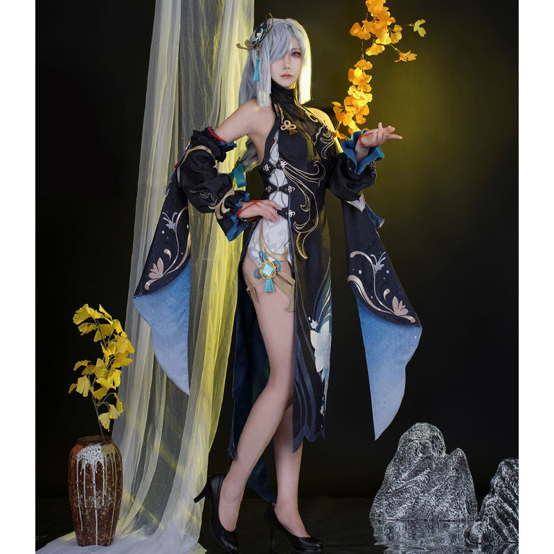 Game Genshin Impact Frostflower Dew Shenhe Cosplay Costumes