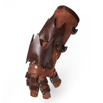Steampunk PU Leather Color Block Arm Gloves Cosplay Props