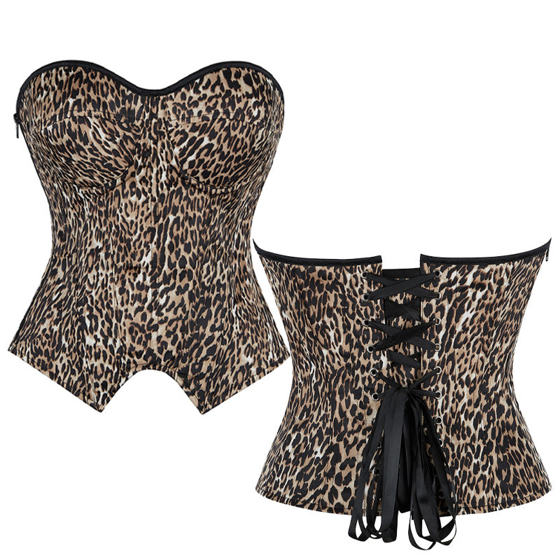 Underwire Bra Cups With Side Zippers Herringbone Striped Suit Fabric Corset Cosplay Costumes