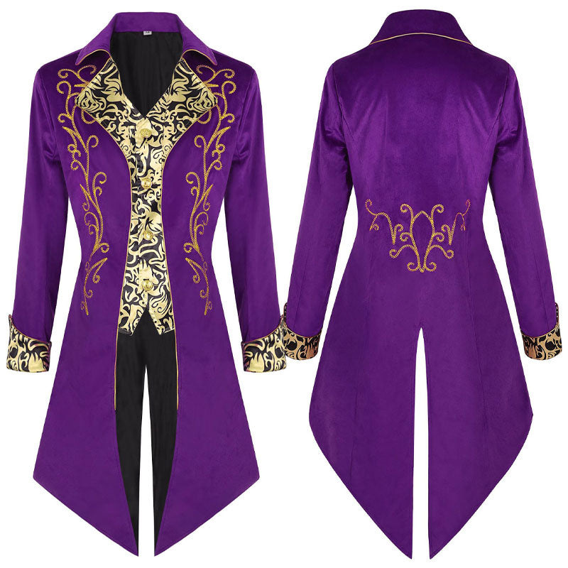 Mens Steampunk Vintage Tailcoat Jacket Gothic Victorian Frock Cosplay Costumes