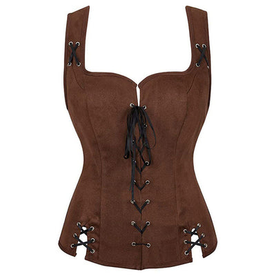 European Style Renaissance Punk Pirate Suede Lace-Up Vest Cosplay Costumes