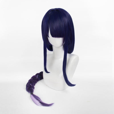 Game Genshin Impact Raiden Shogun Twist Braid Blue Gradient Purple Cosplay Wigs