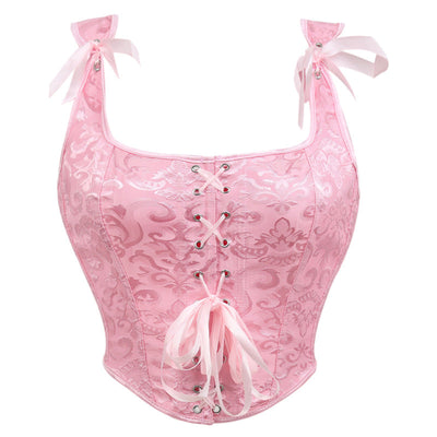 Medieval Retro Style Strappy Bodice with Mermaid Jacquard Ties Cosplay Costumes