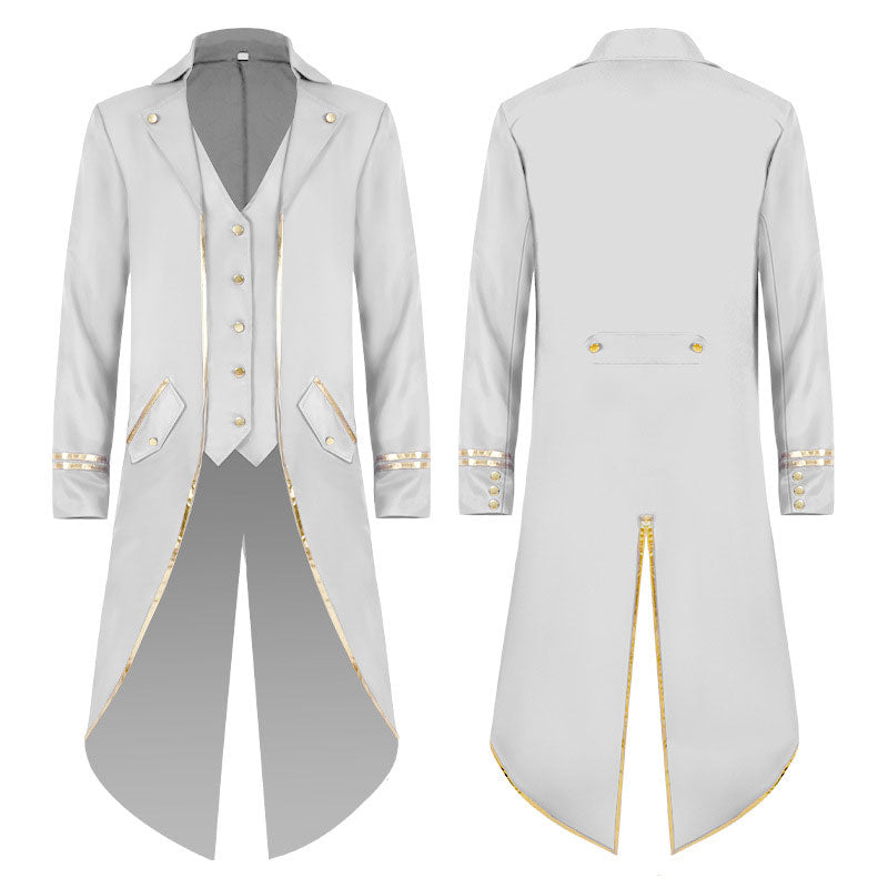 European Style New Tuxedo Medieval Retro Punk Gold Edge Coat Halloween Costumes