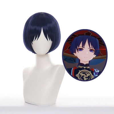 Game Genshin Impact Scaramouche Blue Short Cosplay Wigs