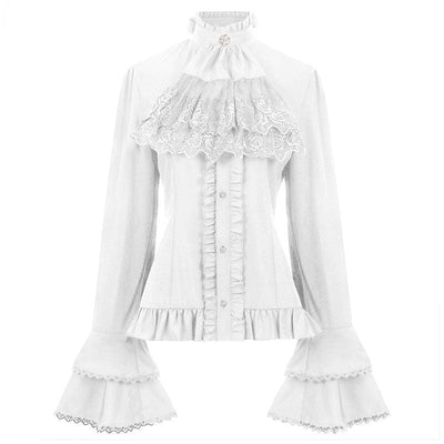 European Steampunk Victorian Women's Pleated Shirt Halloween Cosplay Costumes