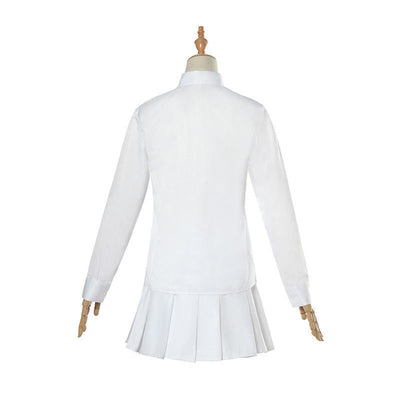 Anime The Promised Neverland Emma White Shirt Skirt Suit Cosplay Costume With Free Tattoo Sticker