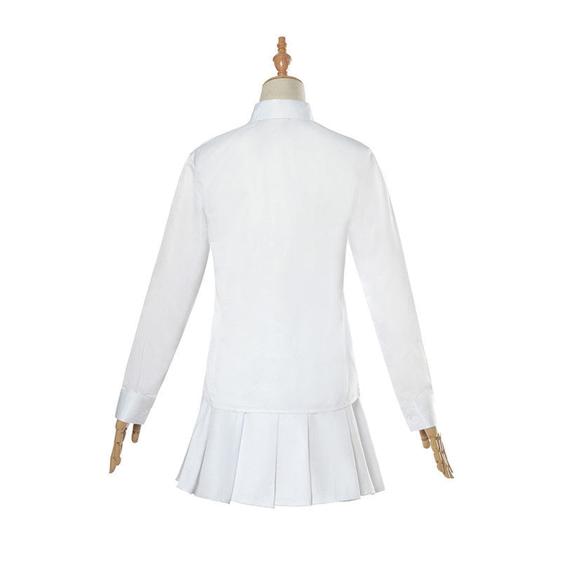 Anime The Promised Neverland Emma White Shirt Skirt Suit Cosplay Costume With Free Tattoo Sticker