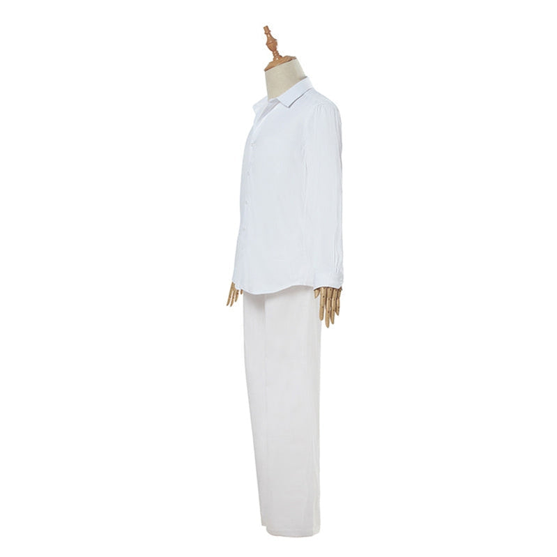 Anime The Promised Neverland Ray and Norman White Shirt Suit Cosplay Costumes