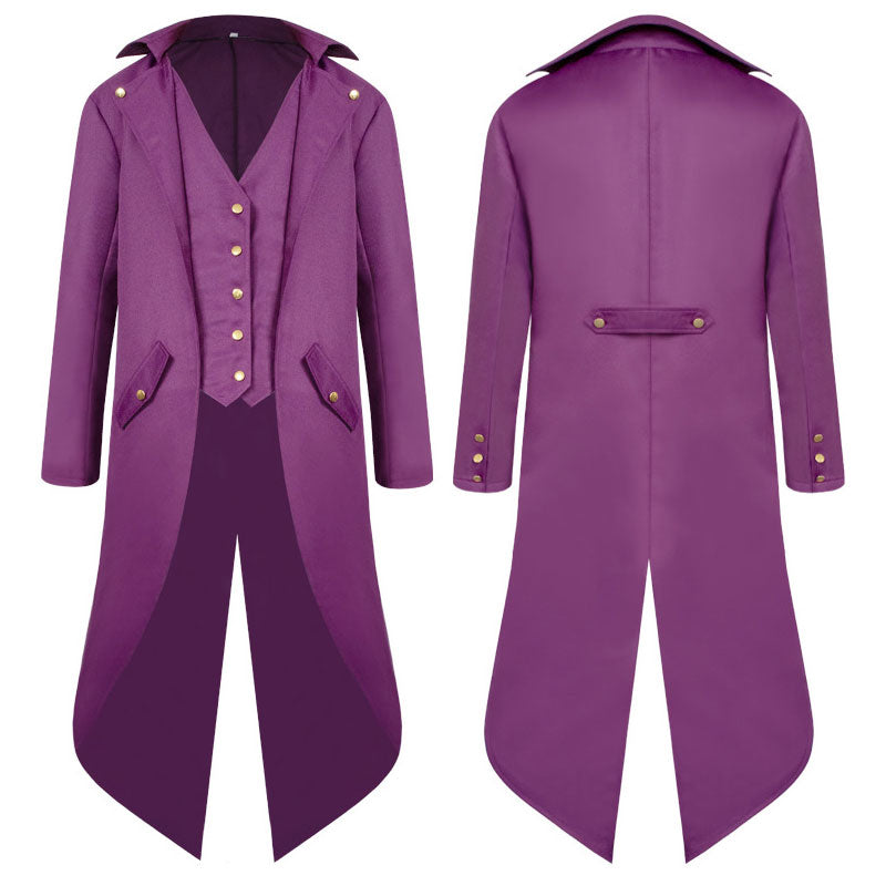 European Medieval Retro Men's Mid-length Punk Retro Tuxedo Halloween Costumes