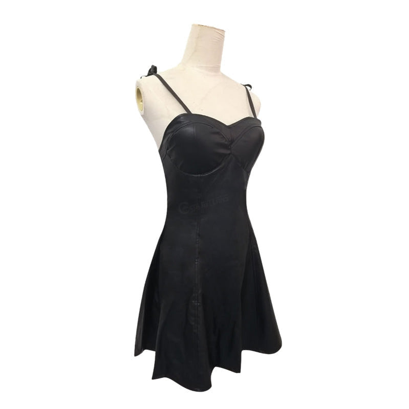 Anime Future Diary Yuno Gasai Black Leahter Dress Cosplay Costume