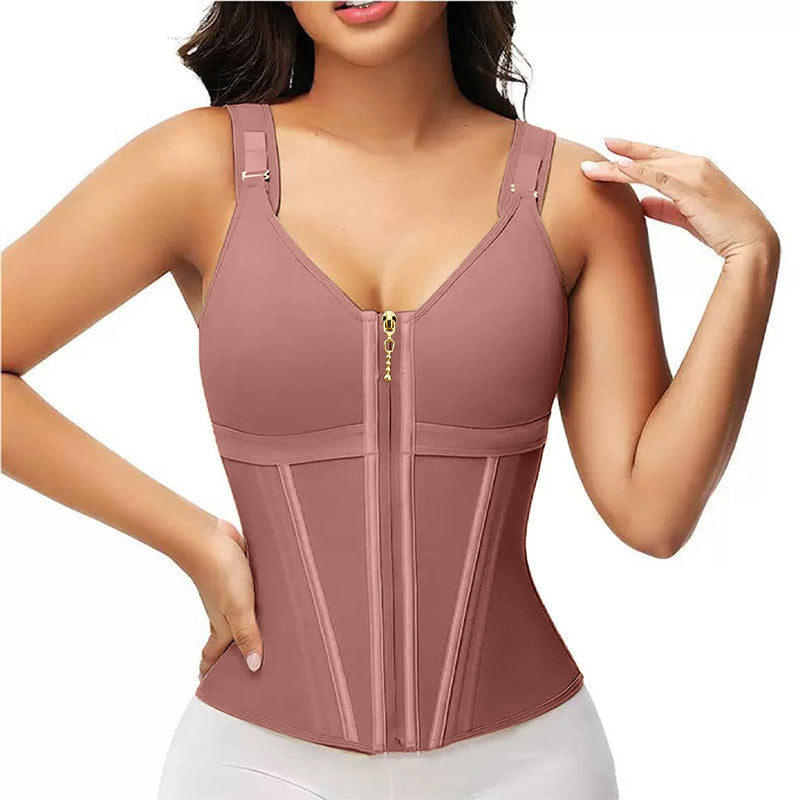 Waist Trainer Corset for Women High-elastic Mesh Waist Seal 15 Bone Vest Belly Belt Zipper Shapewear