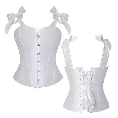 Retro French Satin Solid Color Double-Shoulder Strapless Corset Cosplay Costumes