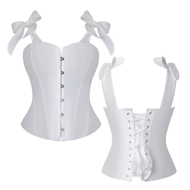 Retro French Satin Solid Color Double-Shoulder Strapless Corset Cosplay Costumes