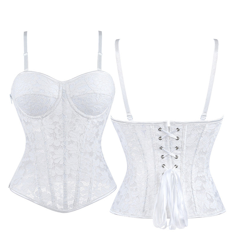 Royal Style Steel-boned Lace Side-zip Double-strap Women's Corset Cosplay Costumes