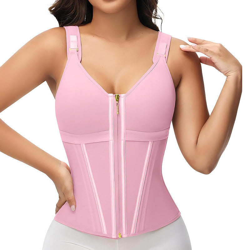 European Retro Sports Zipper Double-layer Tummy Control Vest Shapewear Cosplay Costumes