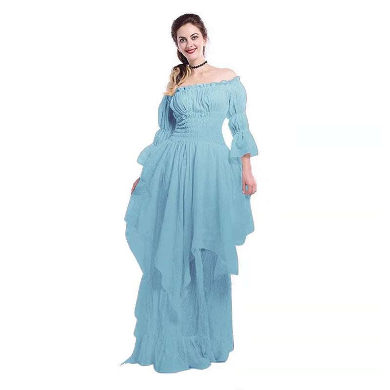 European Retro Gothic Style Lace Bell Sleeve Dress Cosplay Costumes