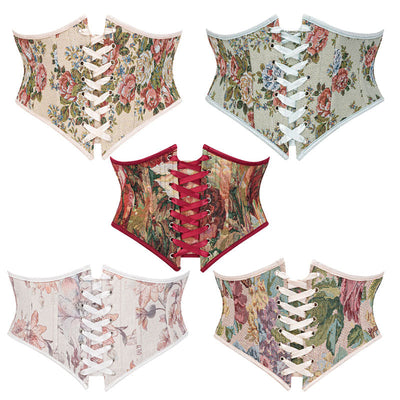 Corset Belt for Women Floral Lace Up Boned Underbust Corset Waist Belts