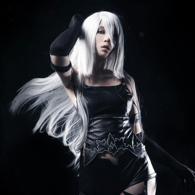 Game Nier: Automata Yorha A2 Type a No.2 Women Synthetic Long Silver Halloween Cosplay Wigs
