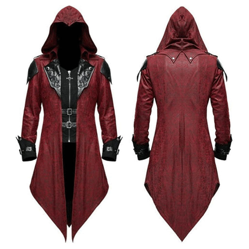 European Style Retro Patchwork Jacket Men Gothic Halloween Cosplay Costumes