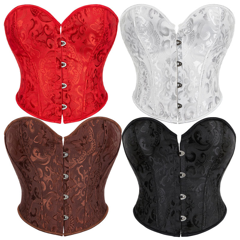 Women's Vintage Court-Style Jacquard Strapless Short Strap Waist Trainer Corset Sexy Corset Tops for Women Bustier Overbust