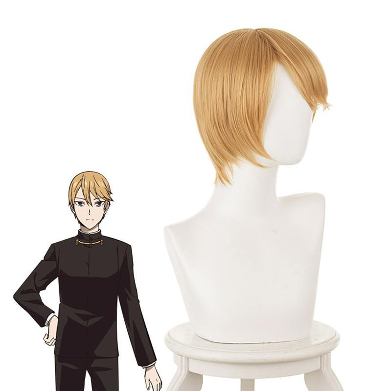 Anime Kaguya-sama: Love is War Miyuki Shirogane Brownish Yellow Men's Short Cosplay Wigs