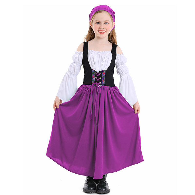 Medieval Farm Munich Beer Festival Kids Long Dress Cosplay Costumes