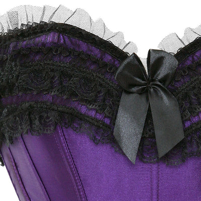Bustier Corset Top for Women Overbust Lace Up Waist Cincher Shapewear Lingerie