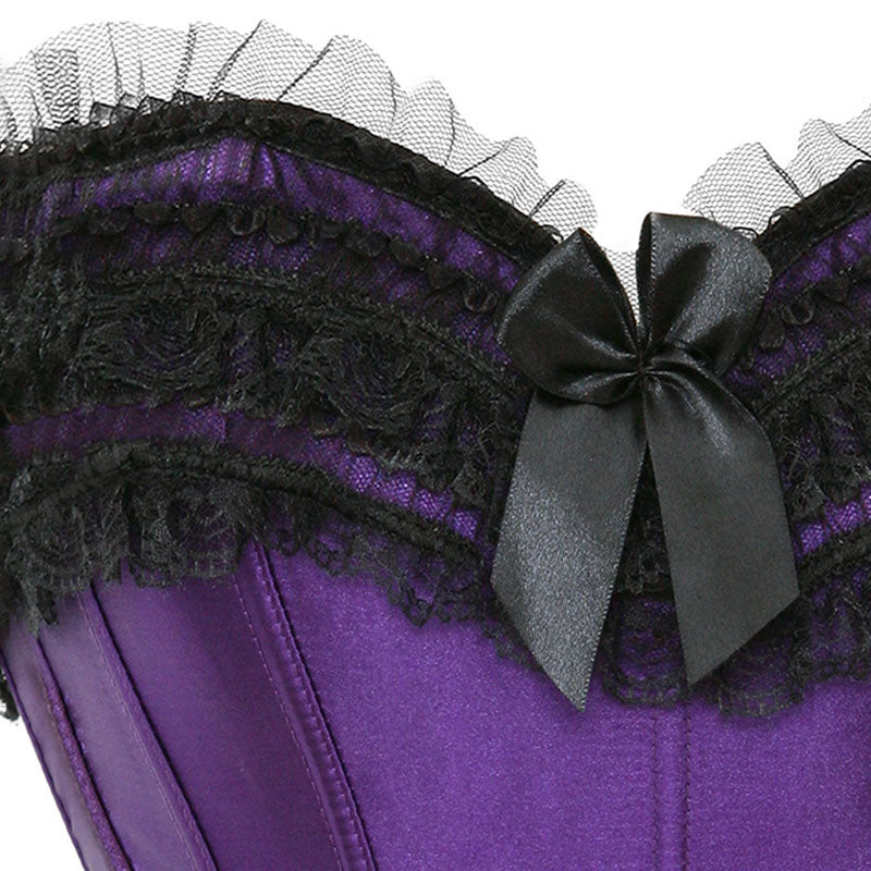 Bustier Corset Top for Women Overbust Lace Up Waist Cincher Shapewear Lingerie