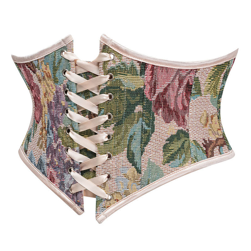 Corset Belt for Women Floral Lace Up Boned Underbust Corset Waist Belts