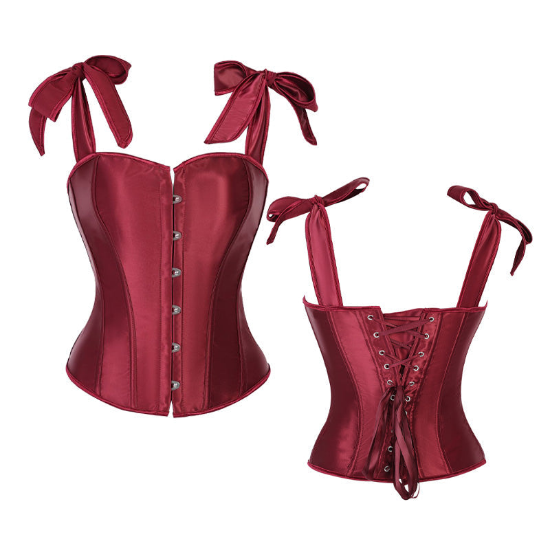 Retro French Satin Solid Color Double-Shoulder Strapless Corset Cosplay Costumes