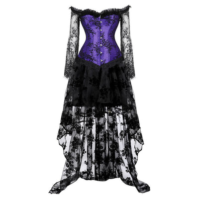 Corset Dress Top for Women with Sleeves off the shoulder Bustier Lace Floral Costumes Bridal Wedding