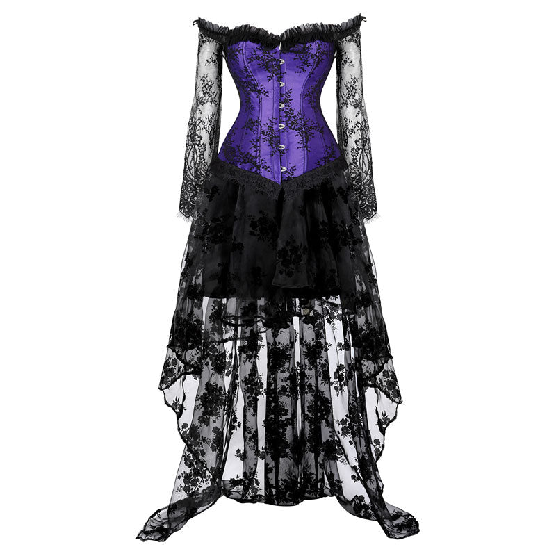 Corset Dress Top for Women with Sleeves off the shoulder Bustier Lace Floral Costumes Bridal Wedding