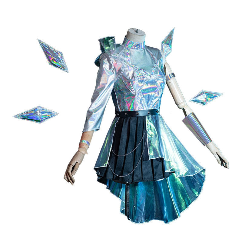 Game LOL KDA All Out Seraphine Superstar Fullset Cosplay Costumes With Wing Props