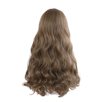 Women Fashion Long Brown Wavy Sweet Bangs Lolita Wig