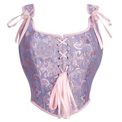 Medieval Retro Style Strappy Bodice with Mermaid Jacquard Ties Cosplay Costumes
