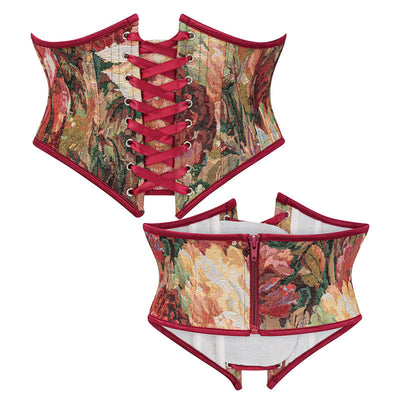 Corset Belt for Women Floral Lace Up Boned Underbust Corset Waist Belts