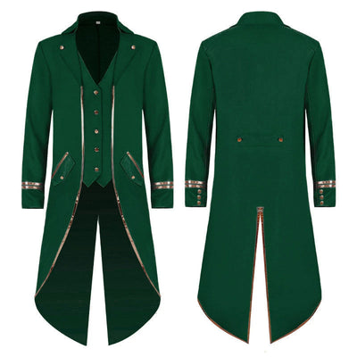 European Style New Tuxedo Medieval Retro Punk Gold Edge Coat Halloween Costumes