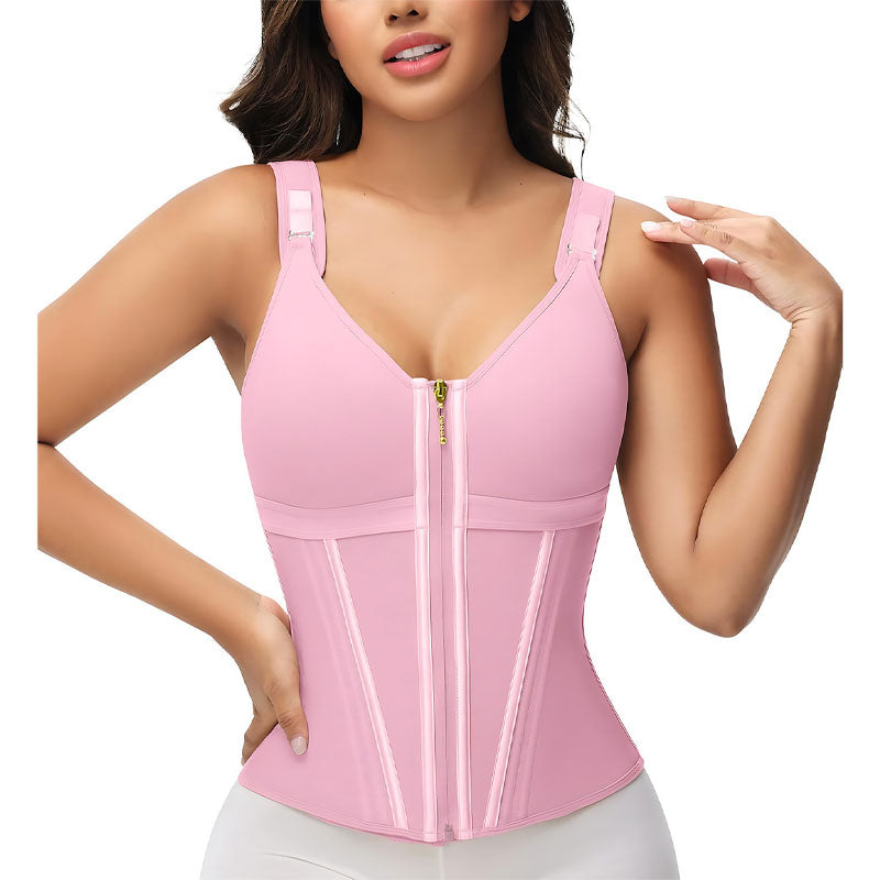 Waist Trainer Corset for Women High-elastic Mesh Waist Seal 15 Bone Vest Belly Belt Zipper Shapewear