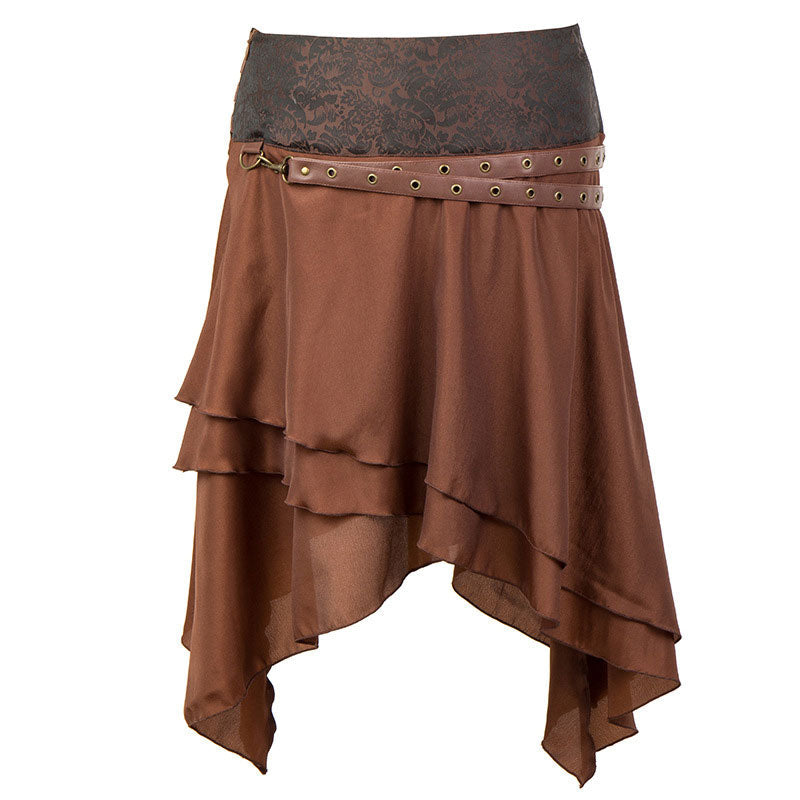 Victorian Gothic High Low Skirt Steampunk Pirate Skirts Retro Ruffles Lace Viking Costume Skirt