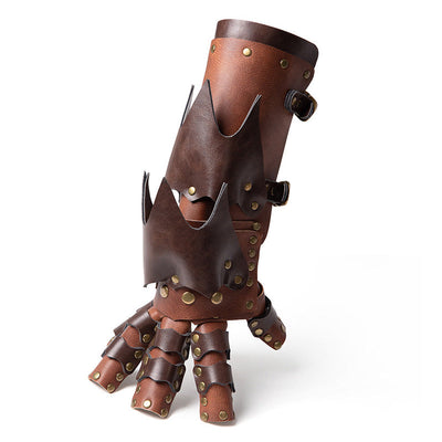 Steampunk PU Leather Color Block Arm Gloves Cosplay Props