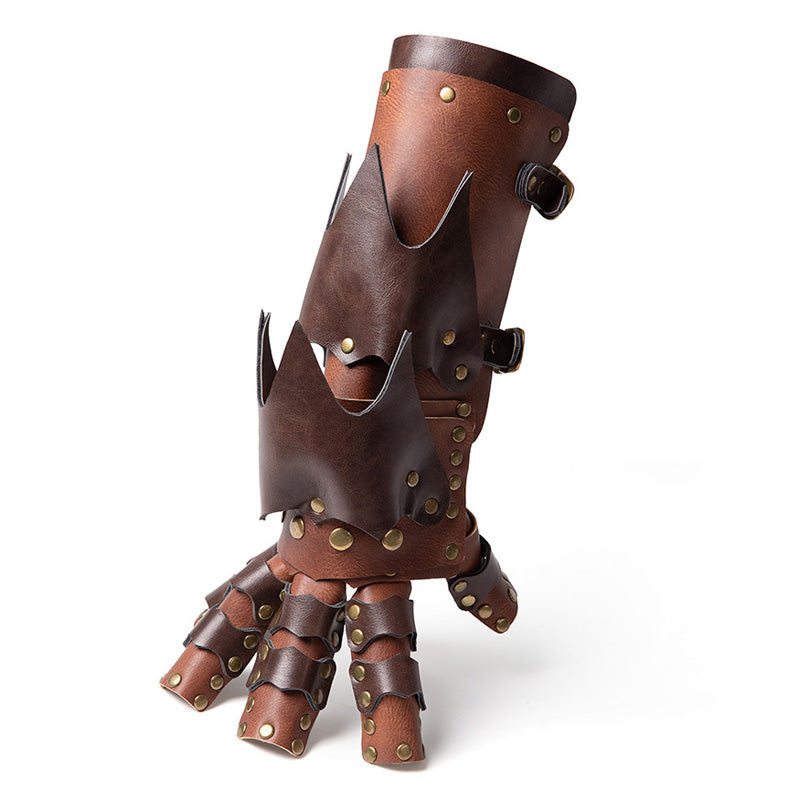 Steampunk PU Leather Color Block Arm Gloves Cosplay Props