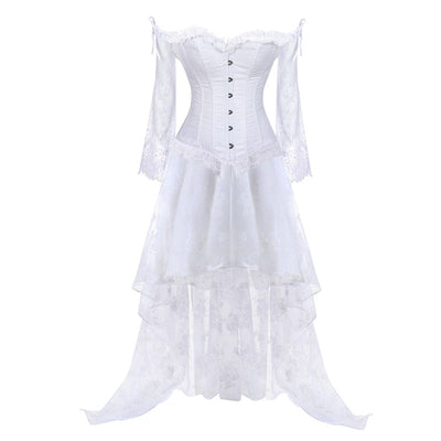 Corset Dress Top for Women with Sleeves off the shoulder Bustier Lace Floral Costumes Bridal Wedding