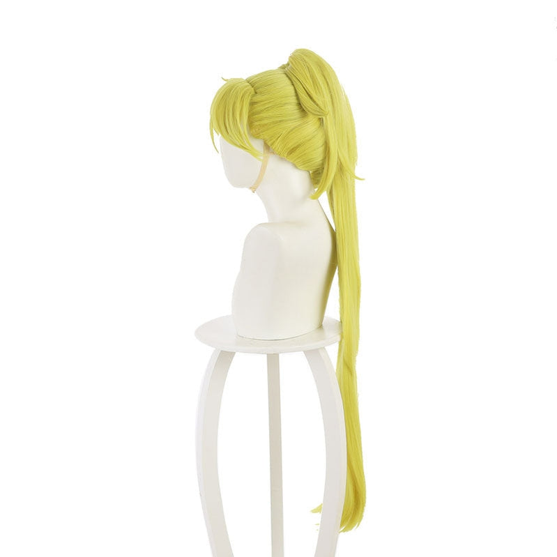 Anime Heion Sedai no Idaten-tachi Rin Bright Green Yellow Ponytail Cosplay Wigs