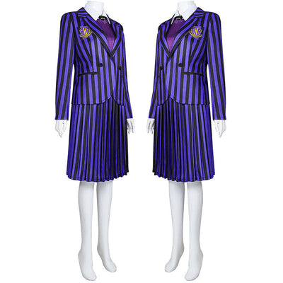 The Addams Family Wednesday Addams Purple Uniform Cosplay Costume
