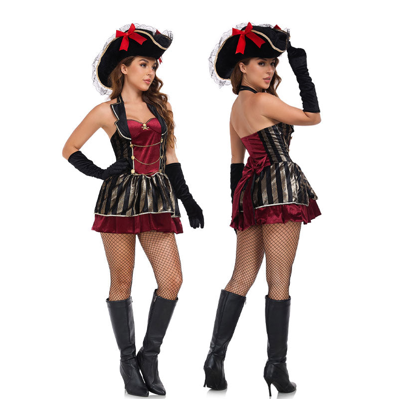 Gothic Sparrow Female Pirate Halloween Uniform Cosplay Costumes